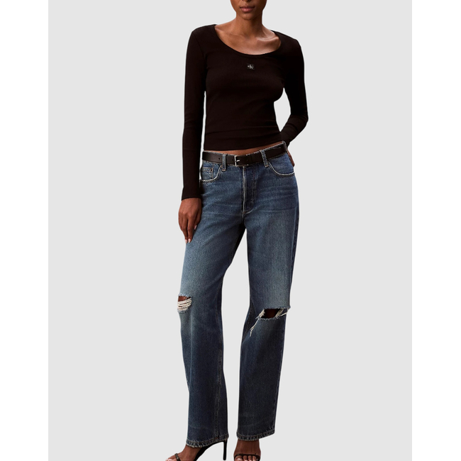 Product CALVIN KLEIN JEANS LS WOVEN LABEL 2X2 RIB SCOOP NEC base image