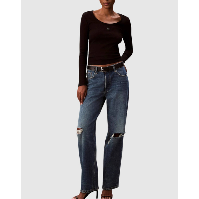 Product CALVIN KLEIN JEANS LS WOVEN LABEL 2X2 RIB SCOOP NEC base image