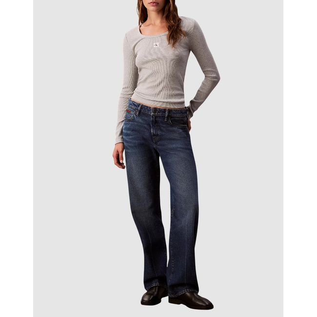 Product CALVIN KLEIN JEANS LS WOVEN LABEL 2X2 RIB SCOOP NEC base image