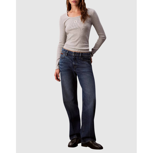 Product CALVIN KLEIN JEANS LS WOVEN LABEL 2X2 RIB SCOOP NEC base image