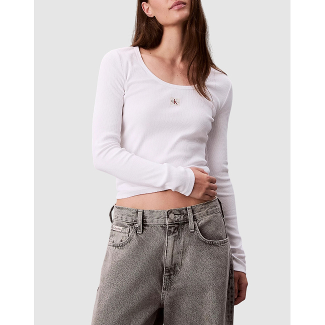 Product CALVIN KLEIN JEANS LS WOVEN LABEL 2X2 RIB SCOOP NEC base image