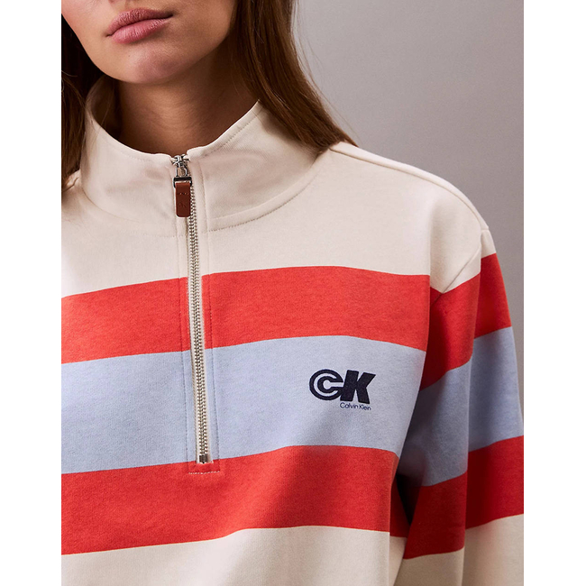 Product CALVIN KLEIN RUGBY JERSEY 1/4 ZIP STRIPE TOP base image