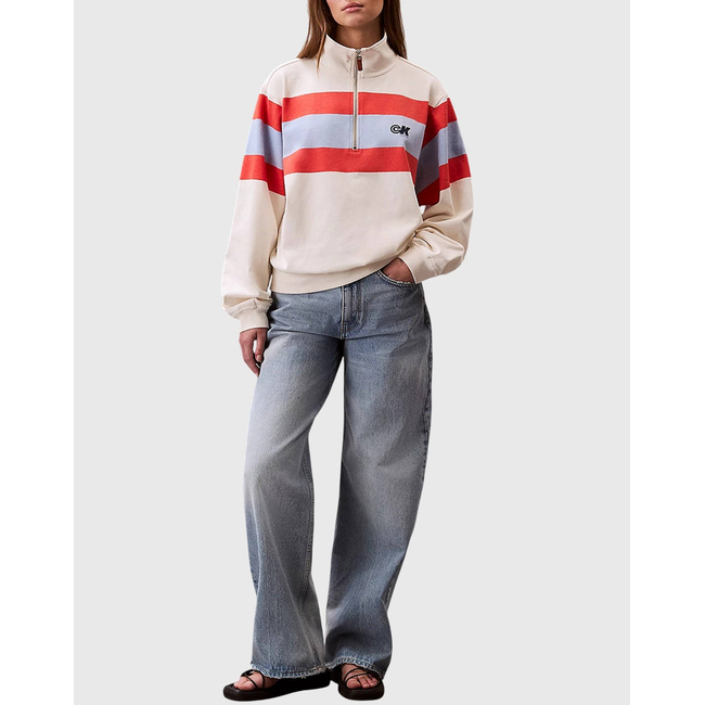 Product CALVIN KLEIN RUGBY JERSEY 1/4 ZIP STRIPE TOP base image