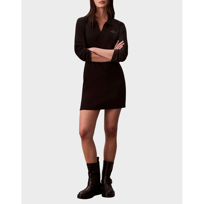 Product CALVIN KLEIN JEANS LS MONOLOGO RIB POLO MINI DRESS base image