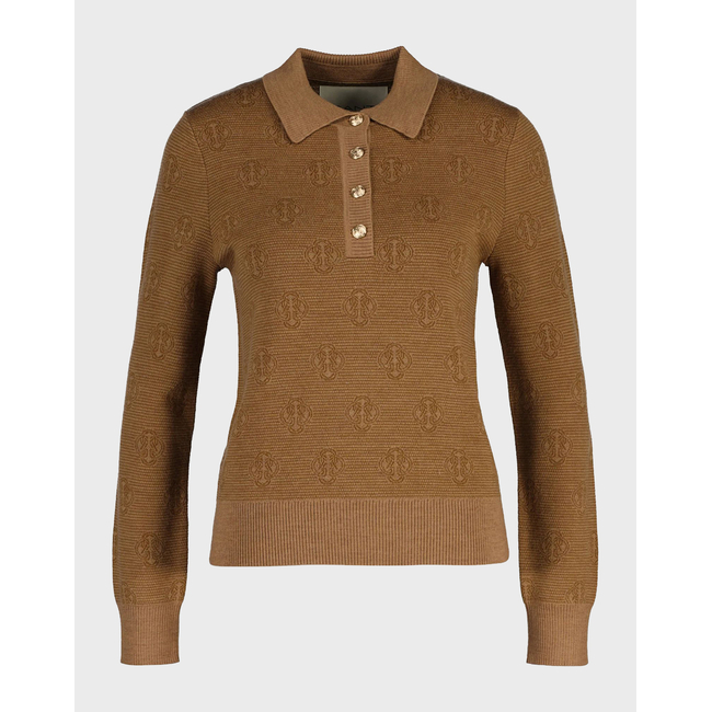 Product GANT LS MONOGRAM KNIT POLO SWEATER base image