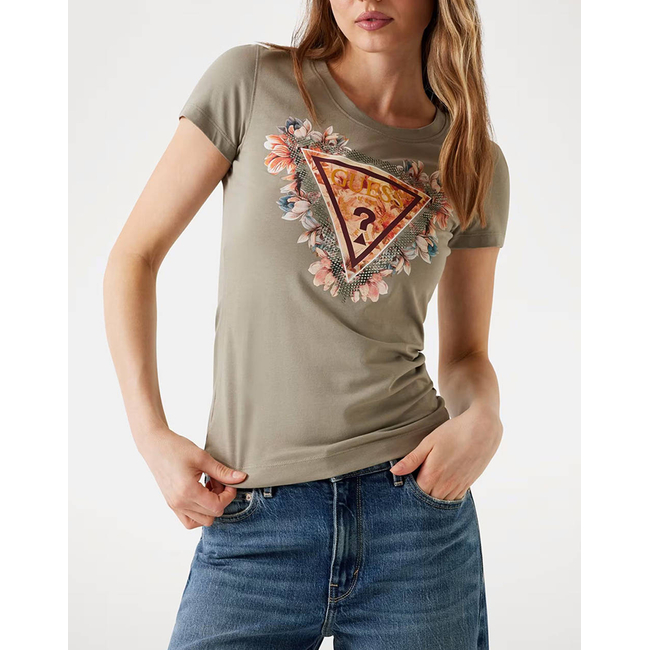 Product GUESS SS TRIANGLE FLOWERS TEE WOMEN'S T-SHIRT base image