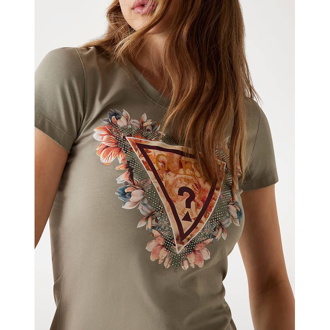Product GUESS SS TRIANGLE FLOWERS TEE WOMEN'S T-SHIRT base image