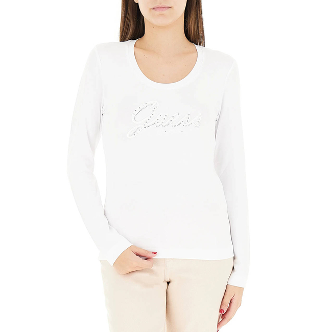 Product GUESS CN LS EMBRO SCRIPT LOGO TEE WOMEN'S T-SHIRT base image
