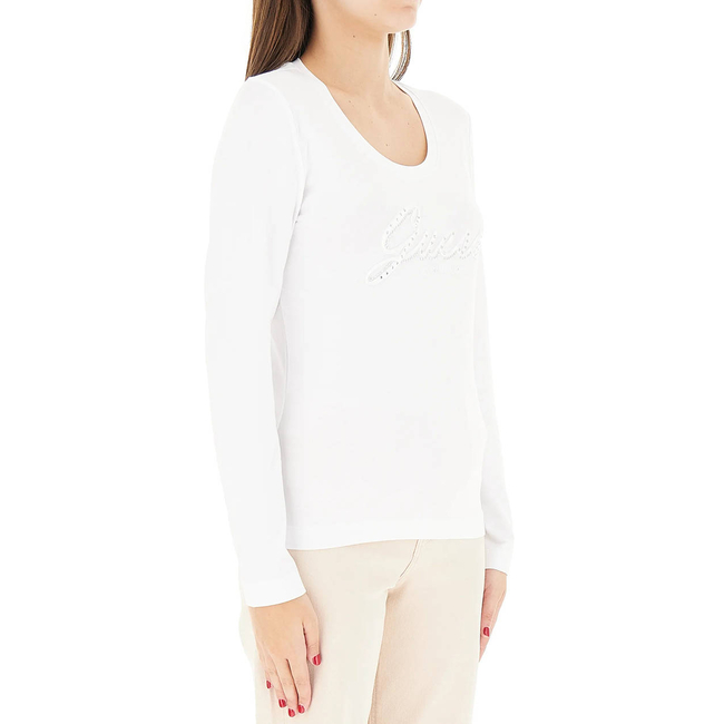 Product GUESS CN LS EMBRO SCRIPT LOGO TEE WOMEN'S T-SHIRT base image