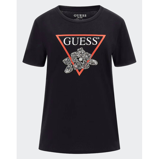 Product GUESS SS FLOWER BLING EASY TEE WOMEN'S T-SHIRT base image
