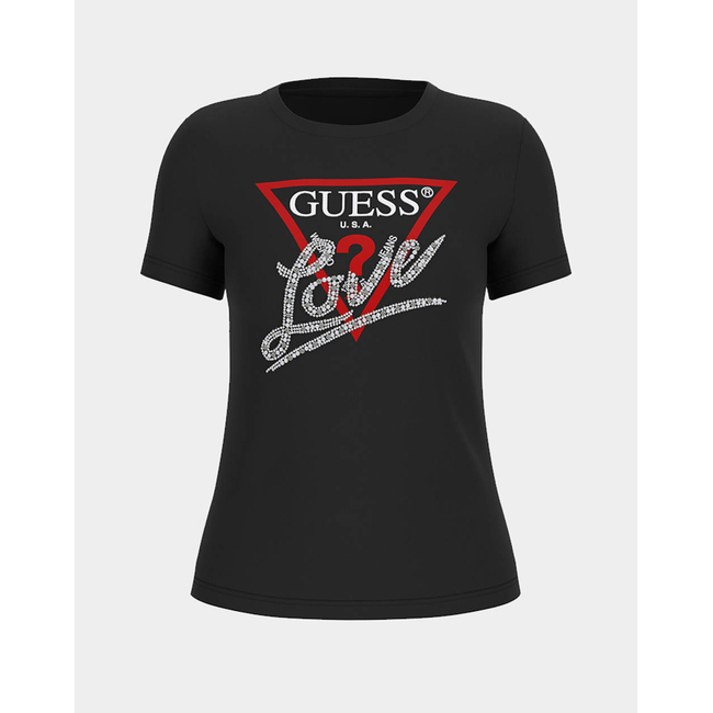 Product GUESS SS CN PEARLS LOVE TRIANGLE TEE WOMEN'S T-SHIRT base image
