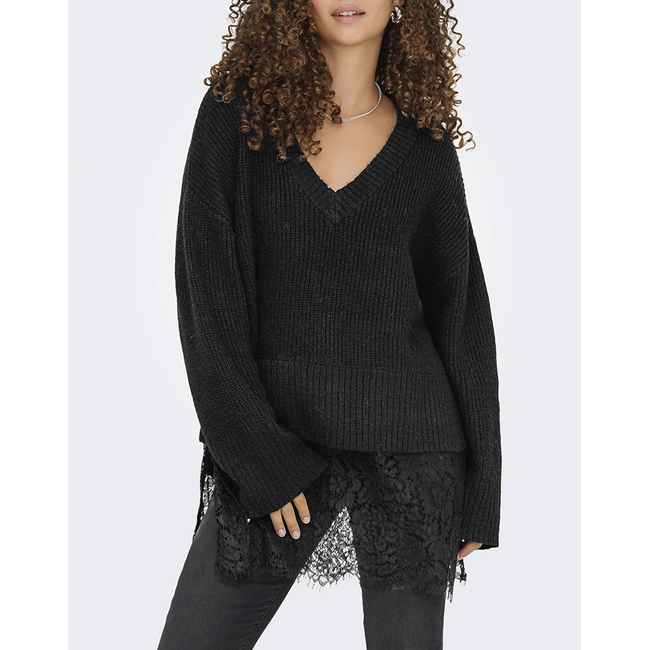 Product ONLY ONLVIVIA LS LIFE V-NECK LACE MIX KNIT base image