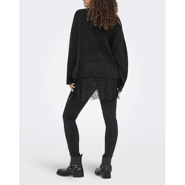 Product ONLY ONLVIVIA LS LIFE V-NECK LACE MIX KNIT base image