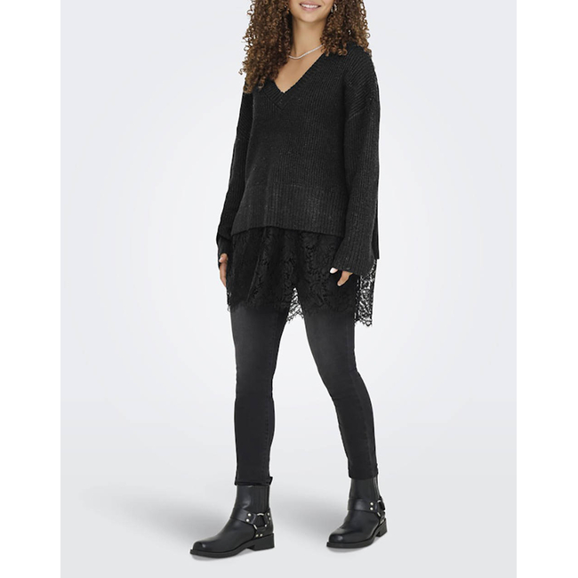 Product ONLY ONLVIVIA LS LIFE V-NECK LACE MIX KNIT base image