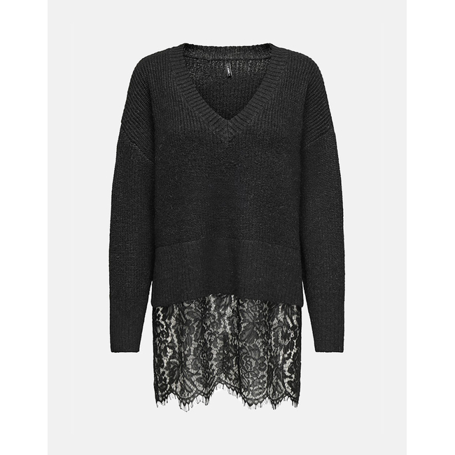 Product ONLY ONLVIVIA LS LIFE V-NECK LACE MIX KNIT base image