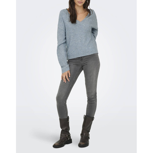 Product ONLY ONLARIZONA LS SEQUINS V-NECK PUL KNT base image