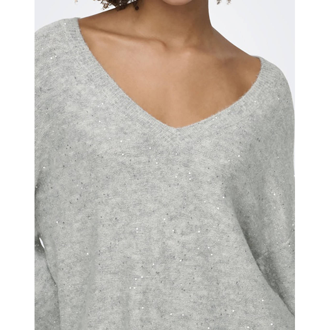Product ONLY ONLARIZONA LS SEQUINS V-NECK PUL KNT base image