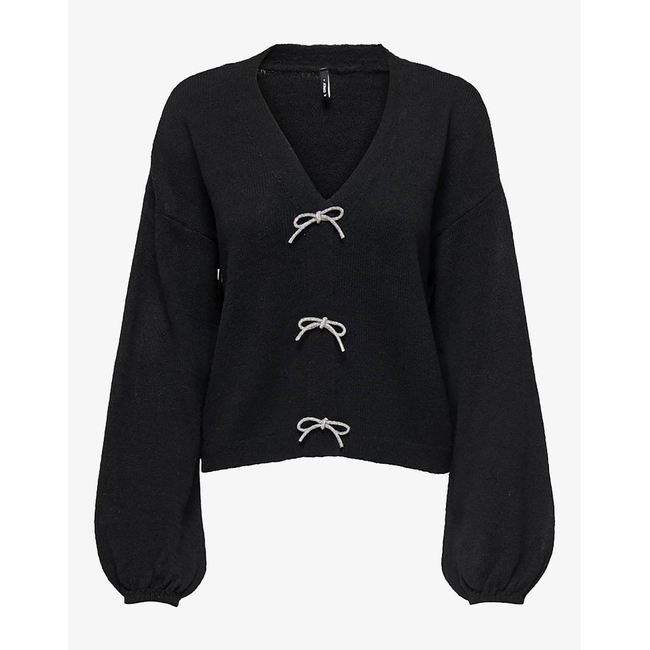 Product ONLY ONLDONNA LS BOW V-NECK KNT base image