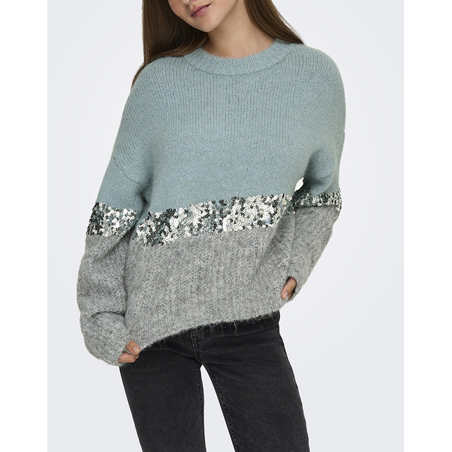 Product ONLY ONLMAINE LIFE LS SEQUIN BLOCK O-NECK KNT base image