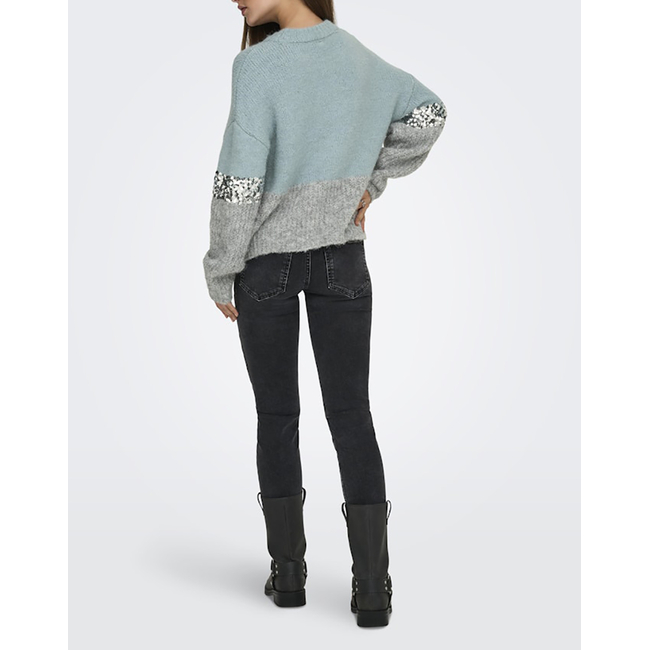 Product ONLY ONLMAINE LIFE LS SEQUIN BLOCK O-NECK KNT base image