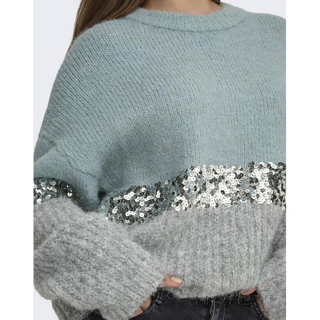 Product ONLY ONLMAINE LIFE LS SEQUIN BLOCK O-NECK KNT base image