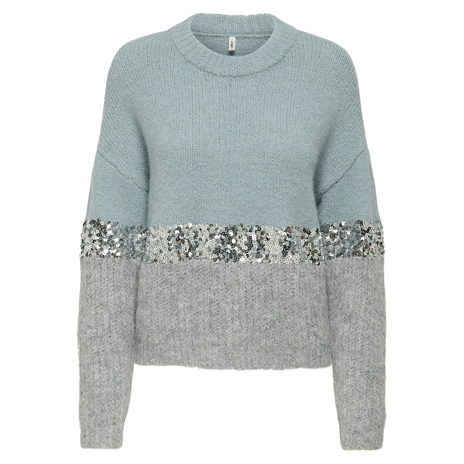 Product ONLY ONLMAINE LIFE LS SEQUIN BLOCK O-NECK KNT base image