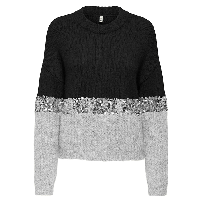 Product ONLY ONLMAINE LIFE LS SEQUIN BLOCK O-NECK KNT base image