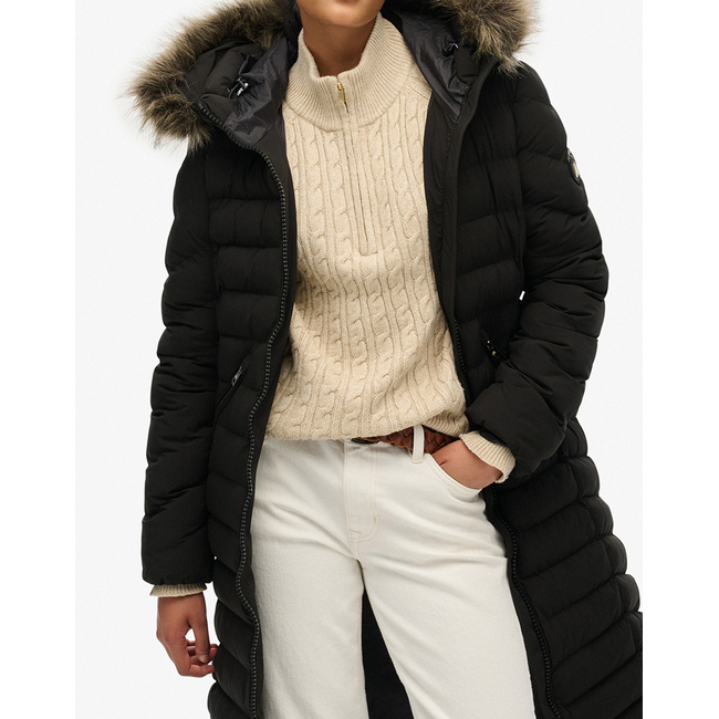 Product SUPERDRY D2 OVIN FUJI FAUX FUR HOODED LONGLINE JACKET WOMEN base image