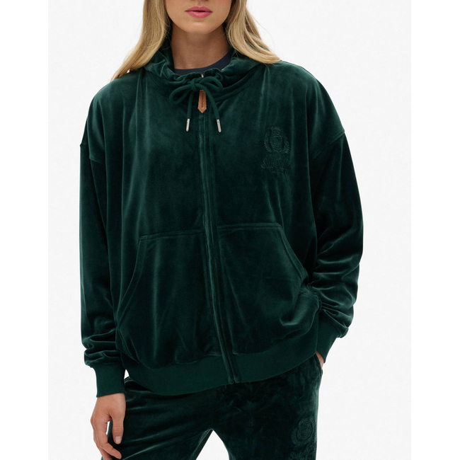 Product SUPERDRY D1 SDSW COUNTRY CLUB VELOUR ZIPHOOD SWEATSHIRT WOMEN base image