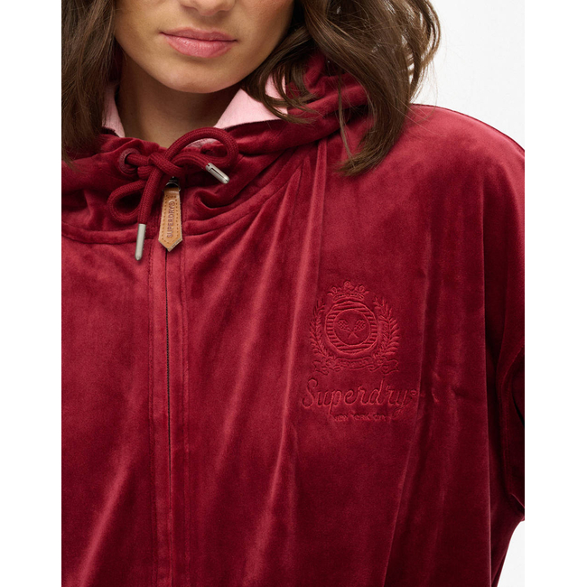 Product SUPERDRY D1 SDSW COUNTRY CLUB VELOUR ZIPHOOD SWEATSHIRT WOMEN base image