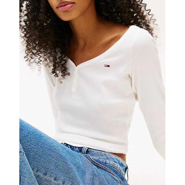 Product TOMMY JEANS TJW SLIM HENLEY WAFFLE LS base image
