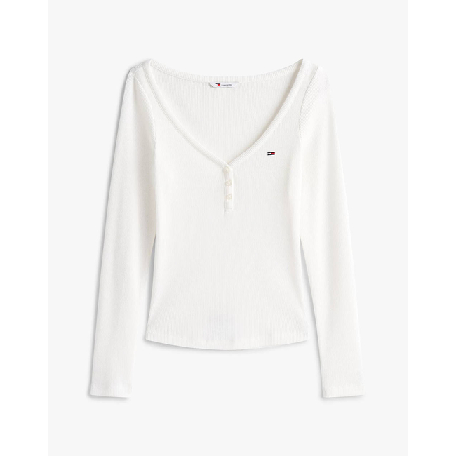 Product TOMMY JEANS TJW SLIM HENLEY WAFFLE LS base image