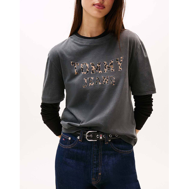Product TOMMY JEANS TJW BXY LEOPARD VARSITY TEE base image