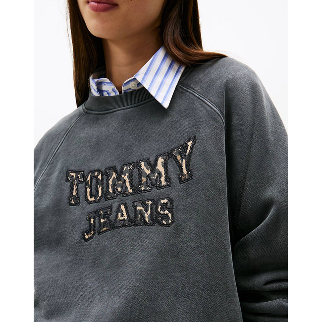 Product TOMMY JEANS TJW BXY LEOPARD VARSITY CREW base image