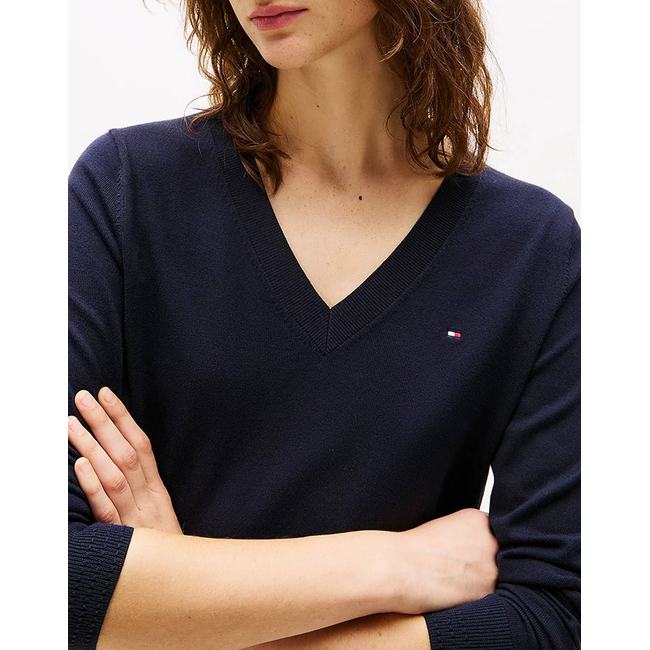 Product TOMMY HILFIGER CO JERSEY STITCH V-NK SWEATER base image