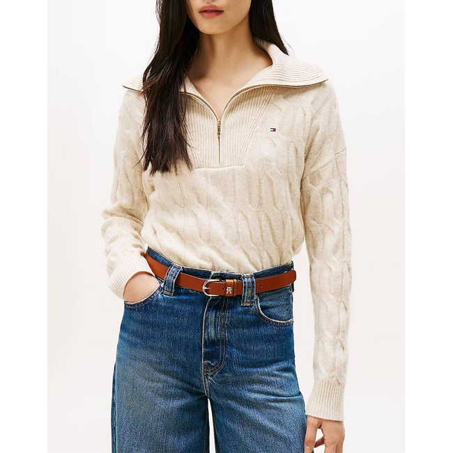 Product TOMMY HILFIGER SOFT WOOL CABLE 1/2 ZIP LS SWT base image