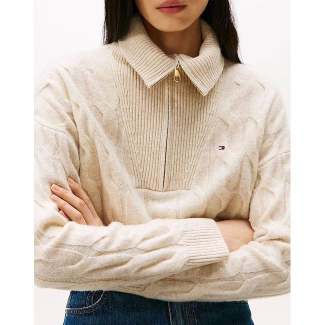 Product TOMMY HILFIGER SOFT WOOL CABLE 1/2 ZIP LS SWT base image