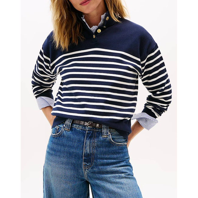 Product TOMMY HILFIGER CO JERSEY GOLD BTN MOCK-NK SWT base image
