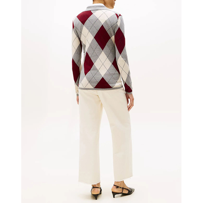 Product TOMMY HILFIGER CO ARGYLE POLO-NK SWEATER base image