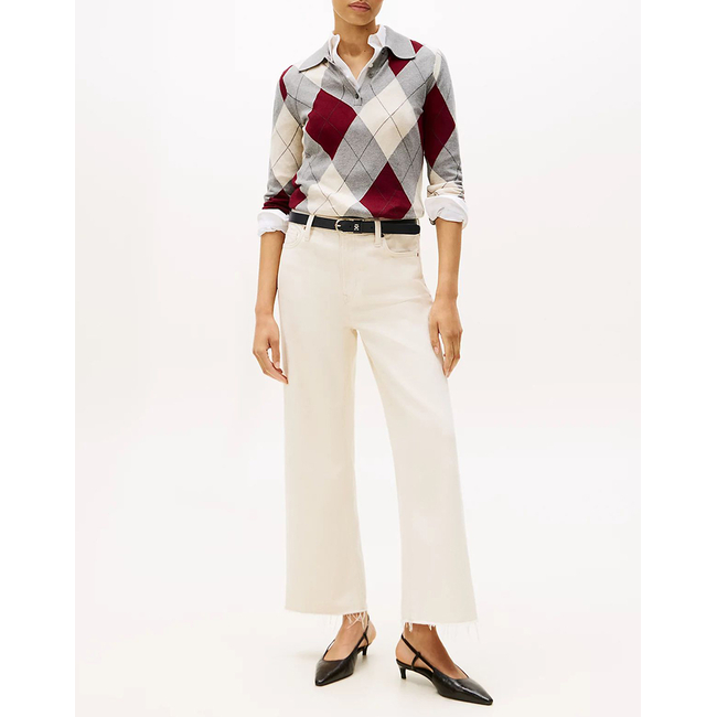 Product TOMMY HILFIGER CO ARGYLE POLO-NK SWEATER base image