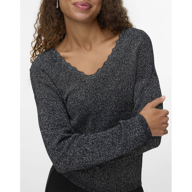 Product VERO MODA VMNEWLEX SHINE DOUBLE LS V-NECK PULL. base image