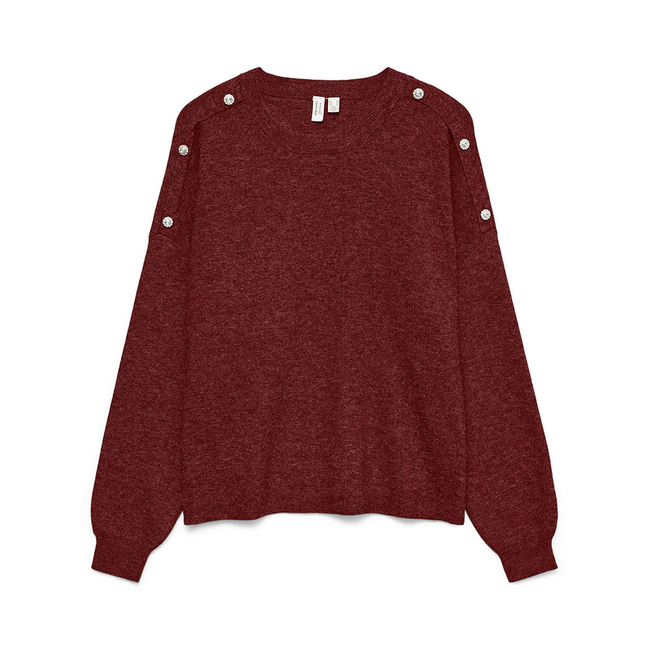 Product VERO MODA VMJOYA LS O-NECK BUTTON PULLOVER BTQ base image