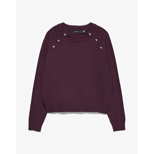 Product VERO MODA VMHAPPY LS O-NECK BUTTON PULLOVER BOO base image