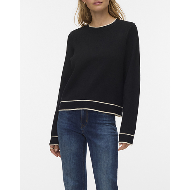 Product VERO MODA VMGOLD LS O-NECK DOUBLE CONTRAST PULL base image