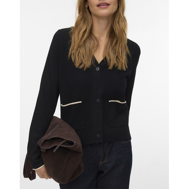 Product VERO MODA VMGOLD LS V-NECK CONTRAST CARDIGAN base image