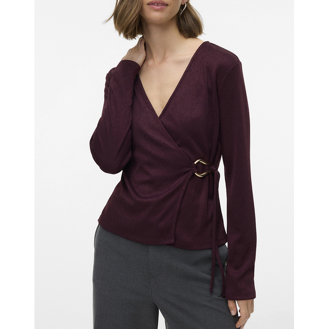 Product VERO MODA VMLOUISA LS V-NECK WRAP TOP JRS GA base image