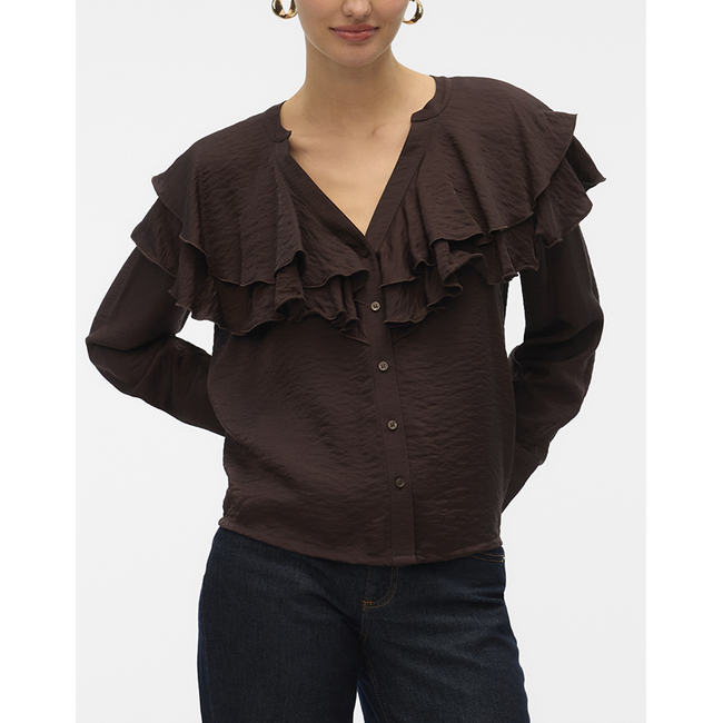 Product VERO MODA VMLIZZI LS FLOUNCE TOP WVN GA base image