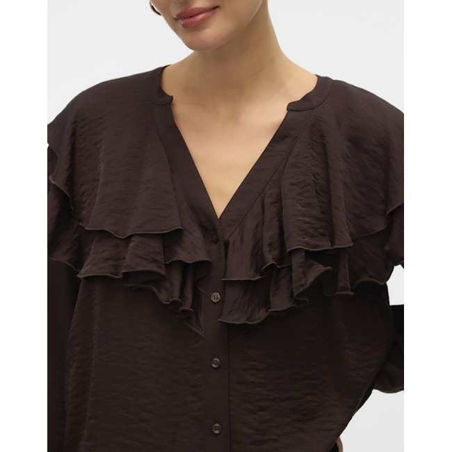 Product VERO MODA VMLIZZI LS FLOUNCE TOP WVN GA base image