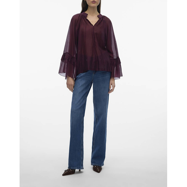 Product VERO MODA VMJENNA 7/8 FRILL TOP WVN GA base image