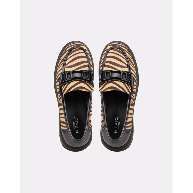 Product MIGATO SUEDE SHOES ZEBRA WITH DECOR. BUCKLE CAMEL base image